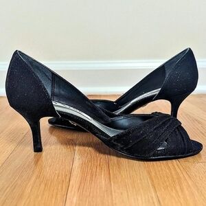 Sparkly Black Nina Peep-toe Pump